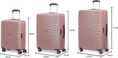 Набір валіз American Tourister Aerotech (3 шт.) - ручна поклажа, середній, великий, розширюваний, з TSA-замком, блакитний/рожевий (металік)