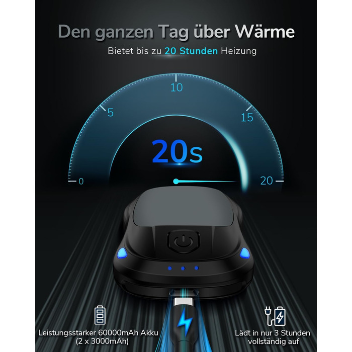 Електричний грієчка для рук, перезаряджуваний, USB, набір 2 шт. (сірий)