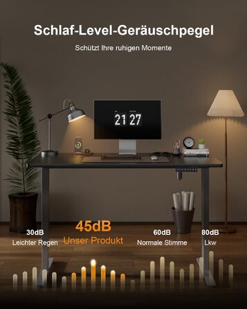 Регульований стіл з підняттям USB-портами та розеткою, 100 x 60 см. Електричний стіл, комп'ютерний стіл з пам'яттю 3-ох функцій, білий колір (чорний, 100 x 60 см)