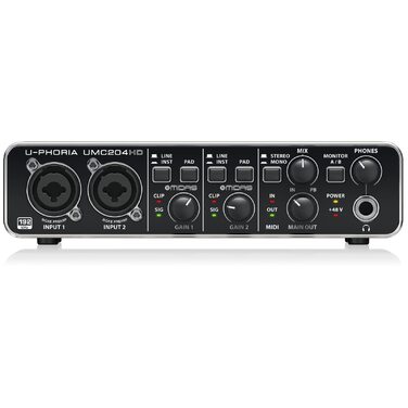 Аудіоінтерфейс Behringer U-PHORIA UMC204HD 2x4, USB, 24-біт/192 кГц, з мікрофонними підсилювачами Midas