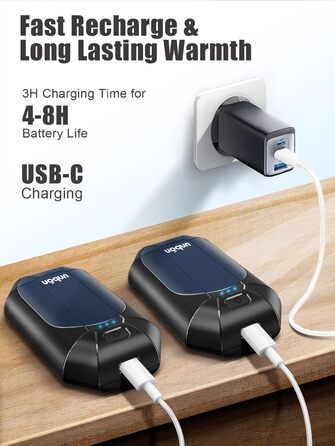 Електричні грілки для рук UNBON, 2 шт. USB, 3 режими нагріву, для спорту та Raynaud's, фіолетові