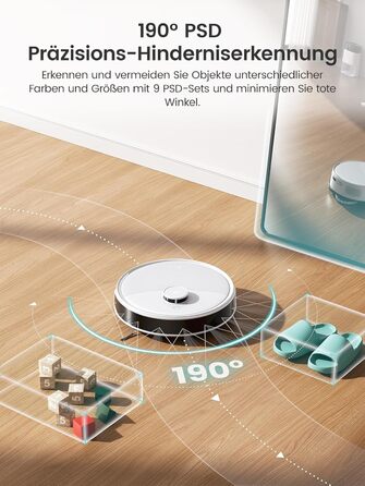 Робот-пилосос LEFANT M3 Gen2 з функцією миття, 12000Pa, автоматичне очищення, LiDAR, розпізнавання килима, керування через додаток Freemove 3.0 та голосове керування, 8 тижнів бездротової роботи