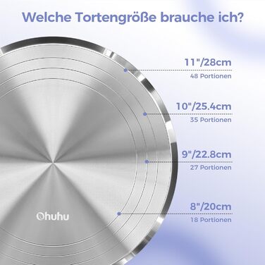 Ohuhu Поворотна підставка для тортів 30 см, алюмінієвий сплав, для декорування тортів (срібна)