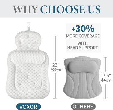 Подушка для ванни на голову та шию, бежева, 3D-сітка, 54 присоски - комфортний аксесуар для релаксу у ванні