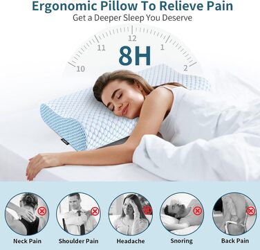 Ортопедична подушка під шию для зняття болю, Memory Foam, підтримка для сну на боці, спині та животі, охолоджуюча, ергономічна