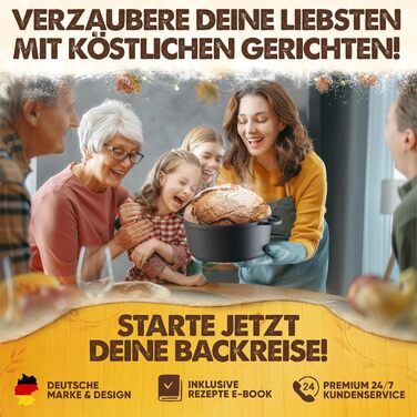 Чугунний казанок з кришкою 26 см: для випікання хліба, тушкування, приготування в духовці. Чугунний посуд преміум-якість