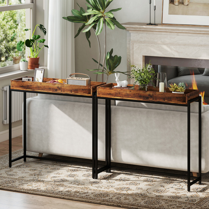 Вузьенький консольний столик Flurtisch, метал, ДСП, у стилі рустик, колір - коричневий