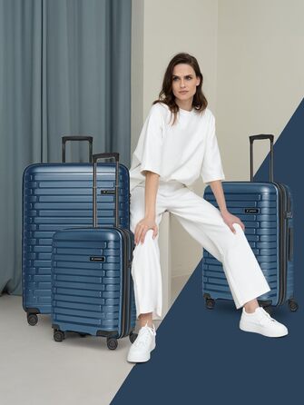 Набір валіз Pactastic Hartschalen 3-в-1: міцний поліпропілен, розширюваний, TSA-замок, 4 колеса | для жінок та чоловіків (Collection 04)