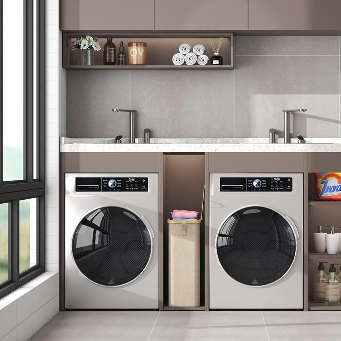 Кошик для білизни Lifewit 50L з кришкою, бамбуковий, з ручкою, для квартири, гуртожитку, кемпінгу, бежевий