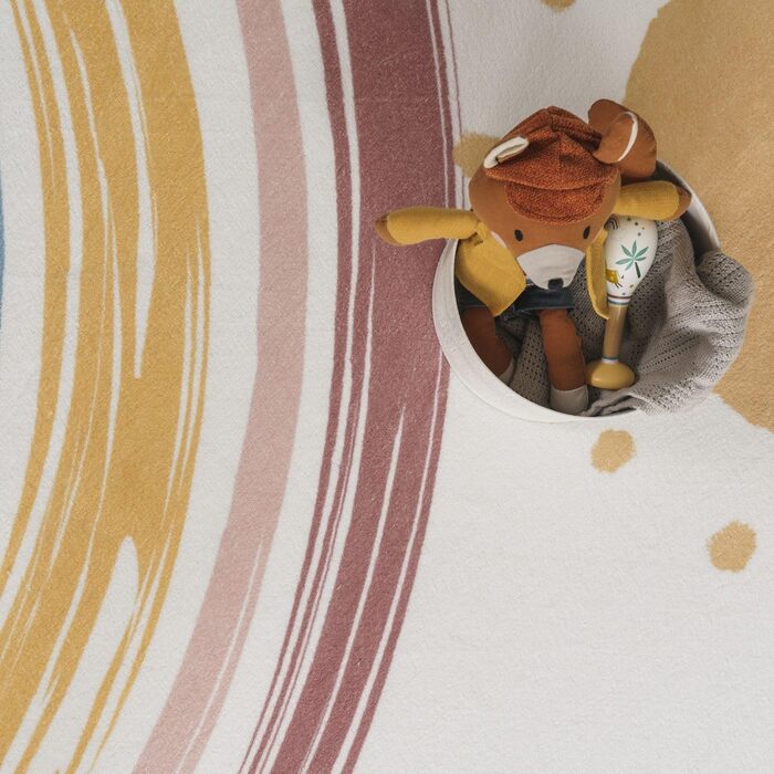 Домашній килимок для дитячої кімнати круглий дитячий, який можна прати в пральній машині Rainbow Sun, колір Розмір (160 см круглий, синій, жовтий, рожевий)