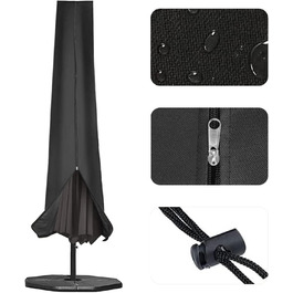 Чохол для парасольки/терасної парасольки, 153x30x30 см, водовідштовхувальний, міцний, 600D Oxford, PVC покриття, чорний