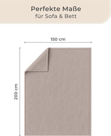 Плед LAYENBURG Premium з бавовни 150x200 см, Oeko-Tex 100, бавовняний, м'який плед для дому, на диван, софу (Taupe)