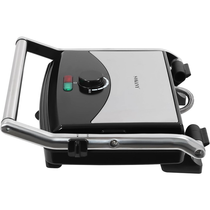Електричний контактний гриль для приготування їжі на столі, 2000 Вт, чорний