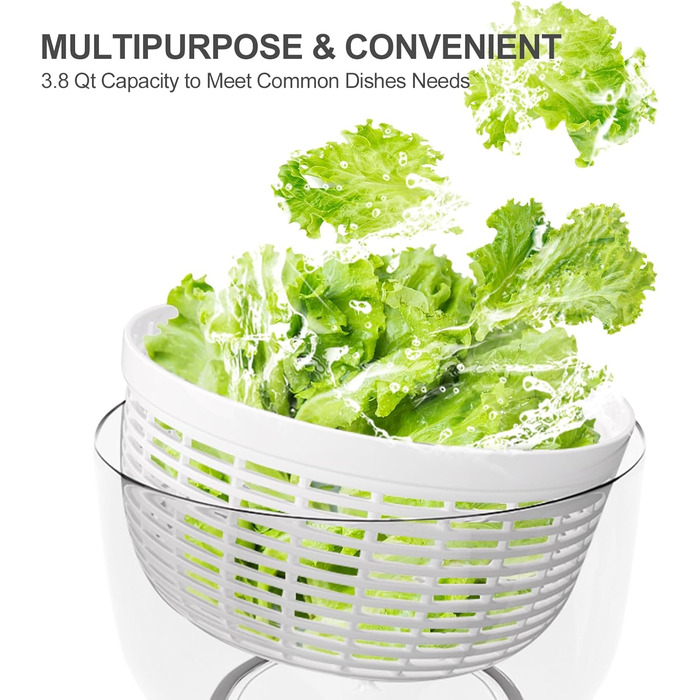 Салатниця-швидкоочисник Smile Mom 3.8 л, біла: зручний кухонний помічник для миття та сушіння овочів та зелені