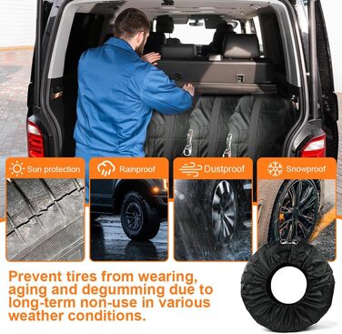 Чохли для шин набір 4 шт. Розмір 13-18 дюймів, з ручкою. Захист від бруду та пошкоджень для зимових та літніх шин. Ідеально для зберігання та транспортування.