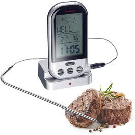 Цифровий термометр для м'яса Westmark, функція сигналізації, стоячий або підвісний, нержавіюча сталь/пластик, сріблястий/чорний, 12912280 (бездротовий)