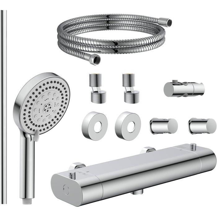 Дзеркальна душова система EISL CARNEO з термостатом, водоспадом та запобіжником 38°C, хром