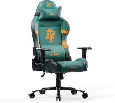 Ігровий крісло Diablo X-One 2.0 для World of Tanks з регульованими підлокітниками та ергономічним дизайном, подушки для шиї та попереку