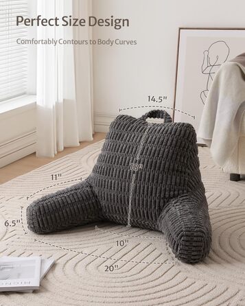 Зручне крісло-мішок Blissful Diary Lesekissen з memory foam для читання та відпочинку, сіре