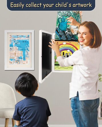 Рамка для дитячих малюнків Ciscle, художня фоторамка А4, відкривається спереду, для мистецьких проектів, школи, дому (Біла)