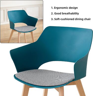 Набір з 8 кухонних стільців GrandCA HOME з масивних дерев'яних ніжок, оббивка, зелений (Lago Blu-n)