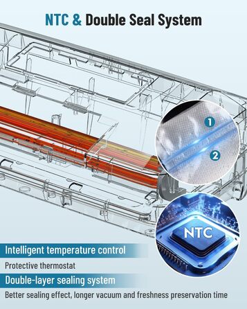 Професійний вакууматор для продуктів 12-в-1, 95кПа, з функцією безперервного вакуумування та подвійним швом, сріблястий (комплект: 1 рулон та 10 пакетів)