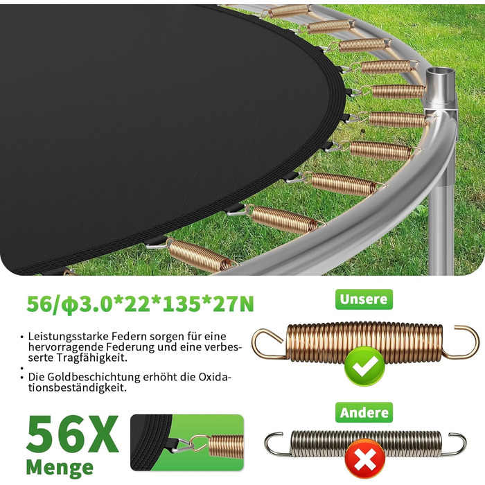 Батут JUMMICO вуличний Ø290 см з сіткою безпеки та захисним покриттям, дитячий садовий батут синій