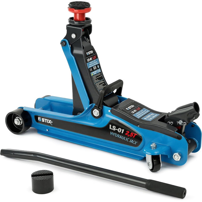 Гідравлічний домкрат STIX 2.5T низькопрофільний з кейсом, гумовими накладками та адаптером для SUV - для легкових та позашляхових автомобілів