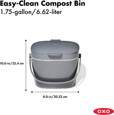 OXO Konteiner для компосту Easy-Clean, 6.6л, пластик, антрацит