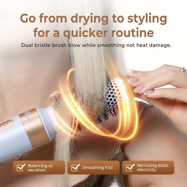 Мультистайлер для волосся 7 в 1 UKLISS Hairstyler Pro: фен, автоматична плойка, круглий брашинг та випрямляч для волосся, білий