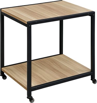 Двоярусний стіл для принтера Padma з універсальними роликами 45 x 35 см, мобільний, з дерева та металу, для офісу, факса, копіювальника, сканера SZCJ-20401-BK (волоський горіх)