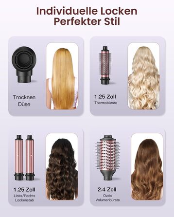 BESTOPE PRO Локкенстаб: Набір для створення локонів 5-в-1 з 3 насадками, регулюванням температури, швидким нагрівом, рукавичкою та кліпсами, рожеве золото (чорний 5-в-1)