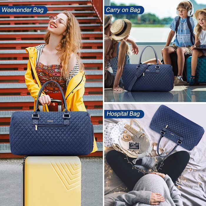 Спортивна сумка OVEVOOK для подорожей, жіноча, Weekender, сумка для вихідних, Kiniktasche, сумка для пологів з косметичкою, відділення для взуття та мокрого одягу, водонепроникна, Gym Bag, ручна поклажа для авіаперельотів, чорна (L, Морська хвиля)