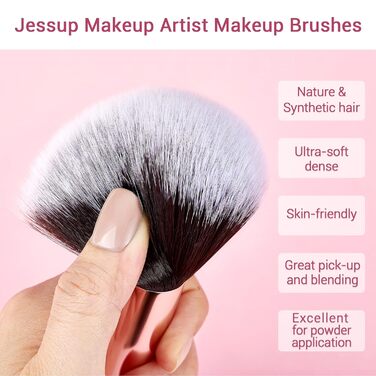 Набір пензлів для макіяжу Jessup Brush Set 25 (чорний/рожеве золото)