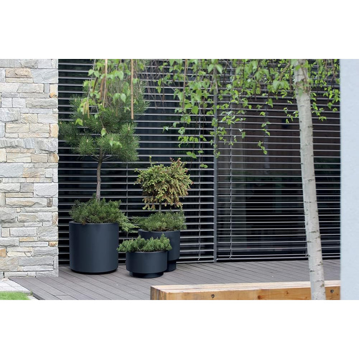 Пластиковий горщик для квітів Tymar з вкладишем, великий (Антрацит DBHER, діаметр 30 см)