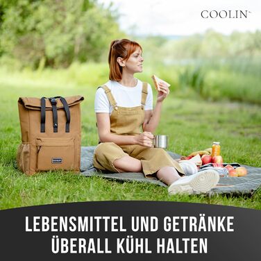 Терморюкзак Coolin' Kühlrucksack 30L: 30 літрів, з відділенням для охолодження, для пікніків та відпочинку на природі (білий/коричневий)