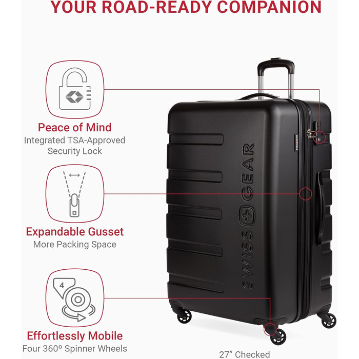 Чемодан SwissGear 7366 Hardside з розширюваним об'ємом та спін-колесами (3-Piece Set) - Зелений/Чорний