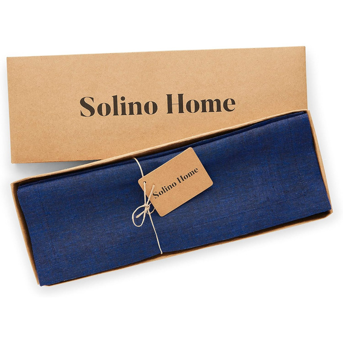 Набори для сервірування столу Solino Home Athena з чистої льону, блакитні, 35,6 x 48,3 см, 4 шт. – 100% льон, ручна робота, можна прати в пральній машині