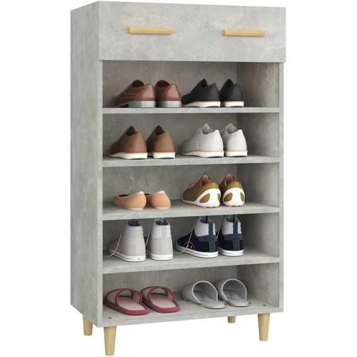 Взуттєва шафа Полиця для взуття Полиця для взуття Полиця для взуття Органайзер для зберігання взуття Комод для взуття 60x35x105 см Інженерна деревина (бетонно-сірий)