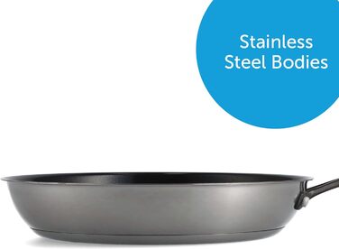 Керамічна чорна нержавіюча сталь, здорове керамічне антипригарне покриття, без PFAS, можна мити в посудомийній машині, духовці, індукційно, чорний (28 см, сковорода)