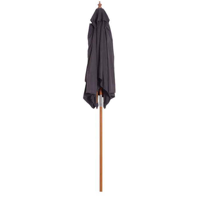 Outsunny Parasol Складна садова парасолька з деревини ялиці, 3-ступінчаста регульована, темно-сіра, 200x150x230см