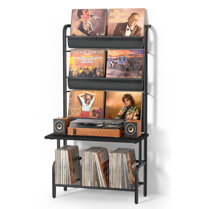 Підставка для програвача та вінілових платівок на 300 альбомів (чорний)