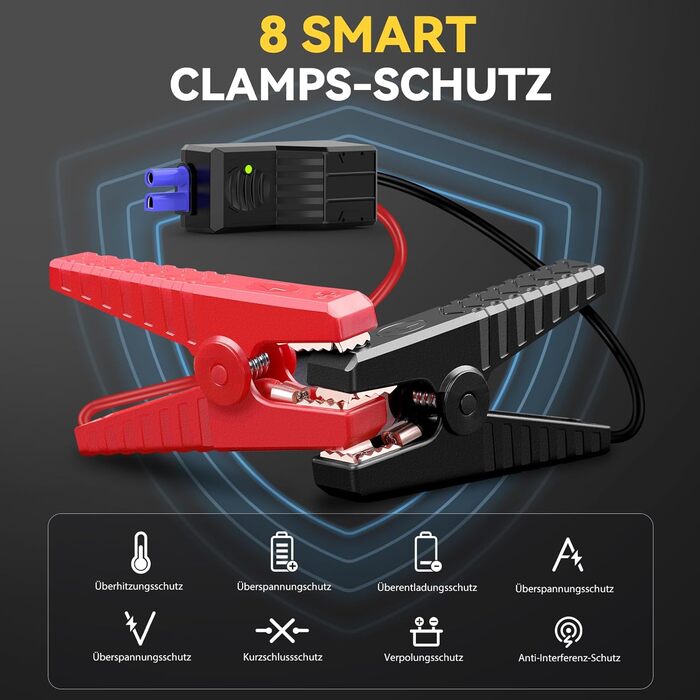 Powerbank для автомобіля Starthilfe: 6000A, 12V, бустер для акумулятора, LCD-дисплей, 4 режими LED-підсвічування. Підходить для бензинових (8L) та дизельних (6L) авто, SUV, мотоциклів, газонокосарок.