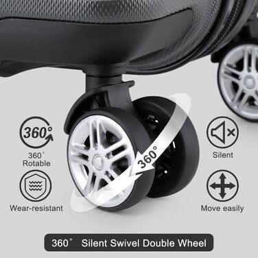 Чемодан середнього розміру KONO 24 дюйми з ABS-пластику з TSA-замком, 4 колеса, 65×44×25.5 см, сірий, 3-секційний набір