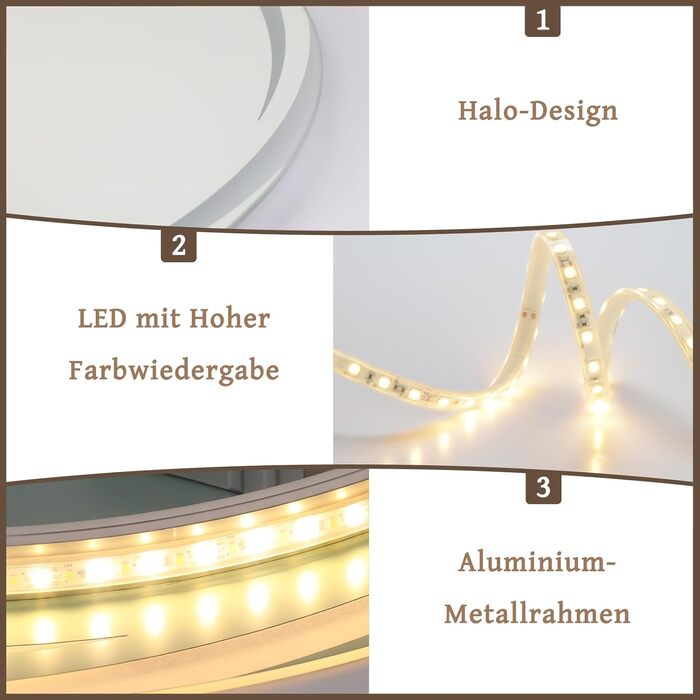 Круглий дзеркало для ванної кімнати Mursche з підсвічуванням, 60 см, LED, IP44, сенсорне регулювання, проти запотівання, для ванної кімнати та туалету