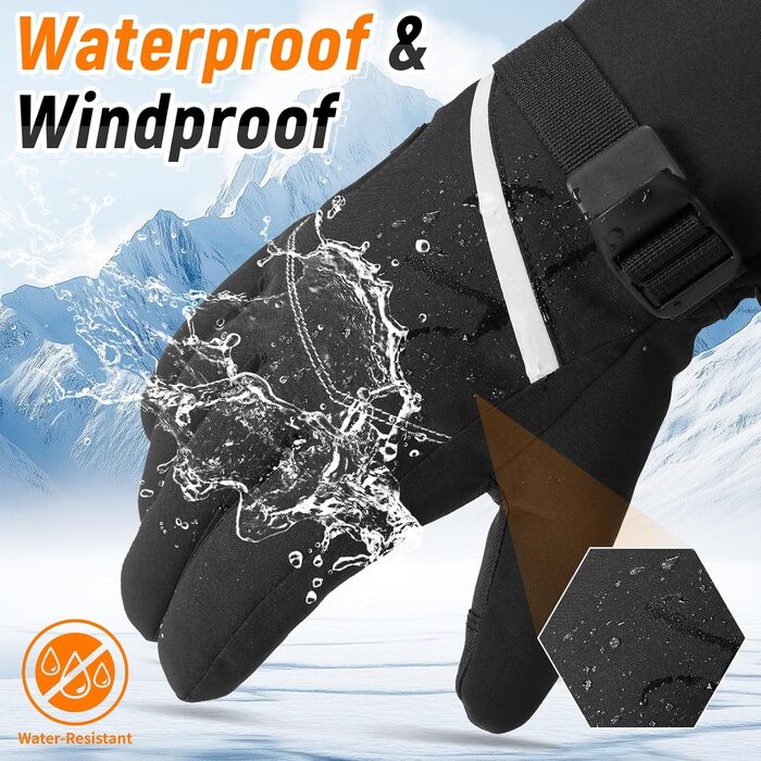 NEEOSI Обогревні рукавиці для чоловіків, 3-рівневий обігрів, акумулятор 7.4V 20000mAh, до 12 годин роботи, водонепроникні для альпінізму, походів, велоспорту, кемпінгу (L)