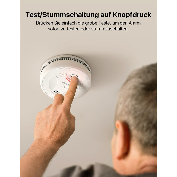 Датчик диму X-Sense з батареєю на 10 років, сертифікований TÜV Rheinland, з функцією вимкнення звуку та самотестування, SD11, набір 5 шт, білий