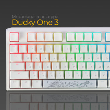 Механічна клавіатура Ducky One 3 Cherry MX Blue RGB White UA