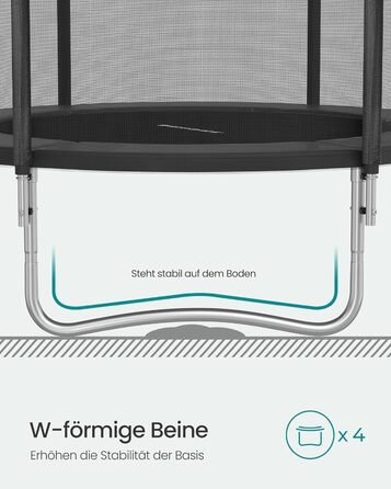 Батут SONGMICS вуличний Ø305 см з захисною сіткою, драбиною та м'якими стійками, чорний