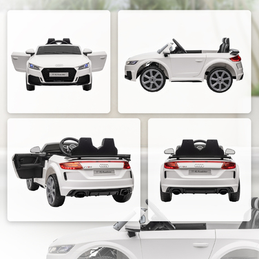Дитячий електромобіль HOMCOM Audi TT RS Roadster, білий: швидкість 3 км/год, пульт дистанційного керування, LED-підсвічування, USB-порт